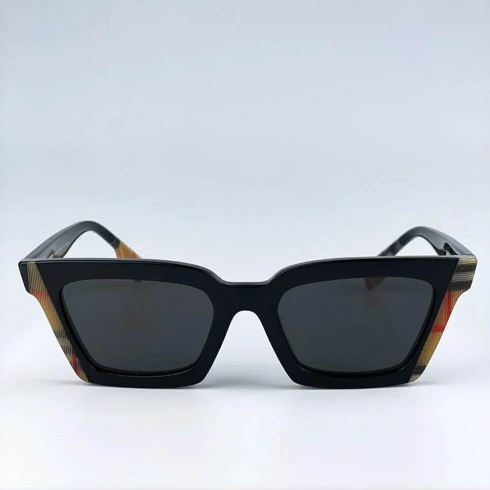 NEW Burberry BE4392U BRIAR 405587  Black Vintage Check Dark Grey  Cat Eye Women